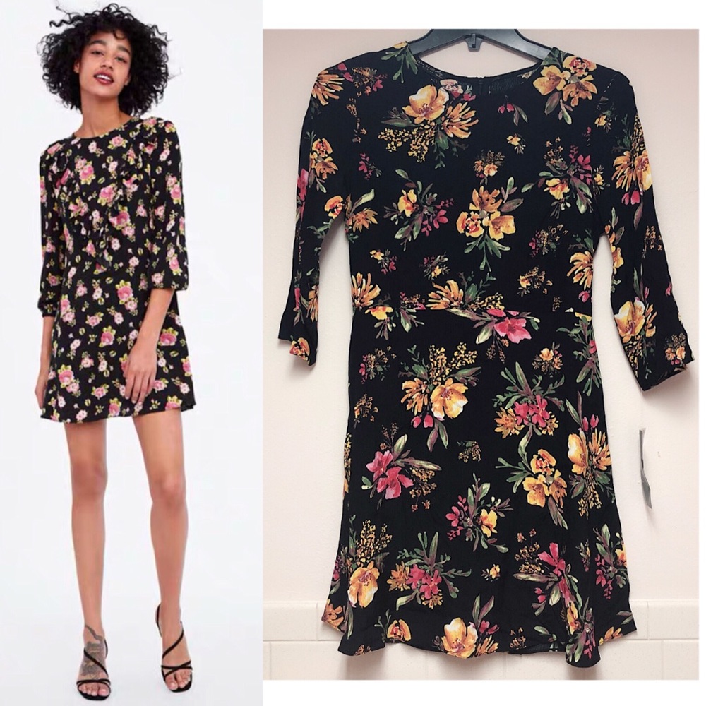 🆕👗Zara black floral dress